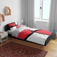 Denmark Football Bedding Set White Grunge Line and Rune Inspired Sporty Style