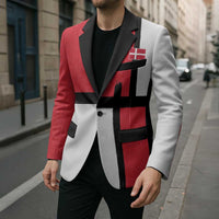 Custom Denmark Football Blazer White Grunge Line and Rune Inspired Sporty Style