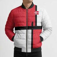 Custom Denmark Football Bomber Puffer Jacket White Grunge Line and Rune Inspired Sporty Style