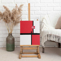 Denmark Football Canvas Wall Art White Grunge Line and Rune Inspired Sporty Style