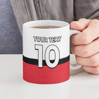 Custom Denmark Football Ceramic Mug White Grunge Line and Rune Inspired Sporty Style
