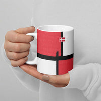 Custom Denmark Football Ceramic Mug White Grunge Line and Rune Inspired Sporty Style