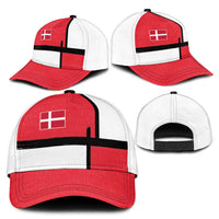 Denmark Football Classic Cap White Grunge Line and Rune Inspired Sporty Style