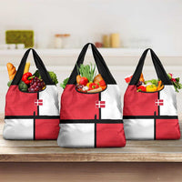 Denmark Football Grocery Bag White Grunge Line and Rune Inspired Sporty Style