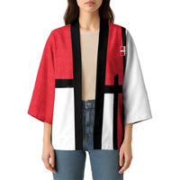 Custom Denmark Football Kimono White Grunge Line and Rune Inspired Sporty Style