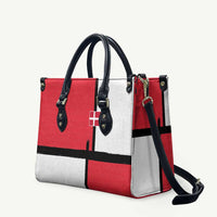 Denmark Football Leather Bag White Grunge Line and Rune Inspired Sporty Style