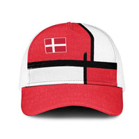 Denmark Football Mesh Trucker Cap White Grunge Line and Rune Inspired Sporty Style