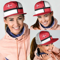 Denmark Football Mesh Trucker Cap White Grunge Line and Rune Inspired Sporty Style