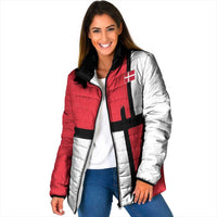 Custom Denmark Football Padded Jacket White Grunge Line and Rune Inspired Sporty Style