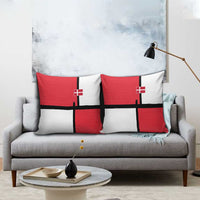 Denmark Football Pillow Cover White Grunge Line and Rune Inspired Sporty Style