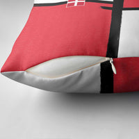 Denmark Football Pillow Cover White Grunge Line and Rune Inspired Sporty Style
