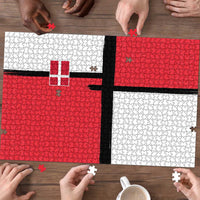 Denmark Football Puzzle White Grunge Line and Rune Inspired Sporty Style