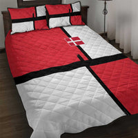 Denmark Football Quilt Bed Set White Grunge Line and Rune Inspired Sporty Style