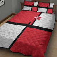 Denmark Football Quilt Bed Set White Grunge Line and Rune Inspired Sporty Style