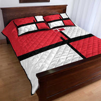 Denmark Football Quilt Bed Set White Grunge Line and Rune Inspired Sporty Style