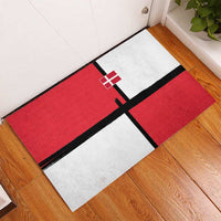 Denmark Football Rubber Doormat White Grunge Line and Rune Inspired Sporty Style
