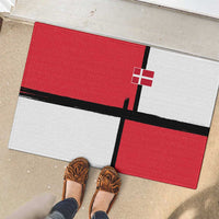 Denmark Football Rubber Doormat White Grunge Line and Rune Inspired Sporty Style