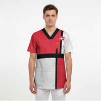 Custom Denmark Football Scrub Top White Grunge Line and Rune Inspired Sporty Style