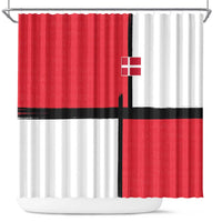 Denmark Football Shower Curtain White Grunge Line and Rune Inspired Sporty Style