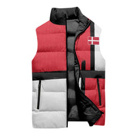 Custom Denmark Football Sleeveless Puffer Jacket White Grunge Line and Rune Inspired Sporty Style