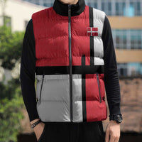 Custom Denmark Football Sleeveless Puffer Jacket White Grunge Line and Rune Inspired Sporty Style