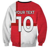 Custom Denmark Football Sweatshirt White Grunge Line and Rune Inspired Sporty Style