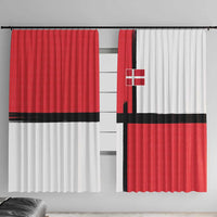 Denmark Football Window Curtain White Grunge Line and Rune Inspired Sporty Style