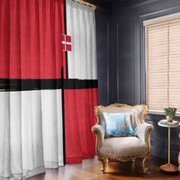 Denmark Football Window Curtain White Grunge Line and Rune Inspired Sporty Style