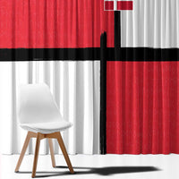 Denmark Football Window Curtain White Grunge Line and Rune Inspired Sporty Style