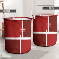 Denmark Football Laundry Basket Black Grunge Line and Rune Inspired Sporty Style