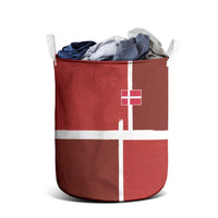 Denmark Football Laundry Basket Black Grunge Line and Rune Inspired Sporty Style