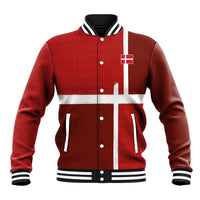Custom Denmark Football Baseball Jacket Black Grunge Line and Rune Inspired Sporty Style