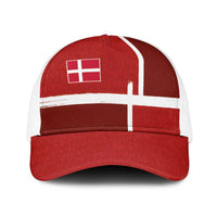 Denmark Football Baseball Net Cap Black Grunge Line and Rune Inspired Sporty Style