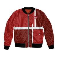 Custom Denmark Football Bomber Jacket Black Grunge Line and Rune Inspired Sporty Style
