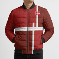 Custom Denmark Football Bomber Puffer Jacket Black Grunge Line and Rune Inspired Sporty Style