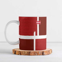 Custom Denmark Football Ceramic Mug Black Grunge Line and Rune Inspired Sporty Style