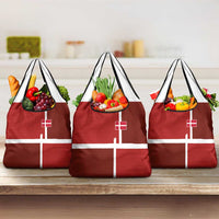 Denmark Football Grocery Bag Black Grunge Line and Rune Inspired Sporty Style