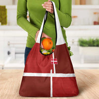 Denmark Football Grocery Bag Black Grunge Line and Rune Inspired Sporty Style