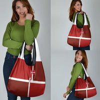 Denmark Football Grocery Bag Black Grunge Line and Rune Inspired Sporty Style