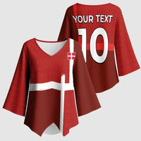 Custom Denmark Football Kimono Sleeve Blouse Black Grunge Line and Rune Inspired Sporty Style