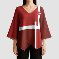 Custom Denmark Football Kimono Sleeve Blouse Black Grunge Line and Rune Inspired Sporty Style