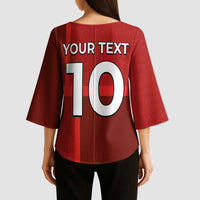 Custom Denmark Football Kimono Sleeve Blouse Black Grunge Line and Rune Inspired Sporty Style