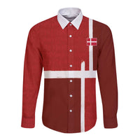 Custom Denmark Football Long Sleeve Button Shirt Black Grunge Line and Rune Inspired Sporty Style