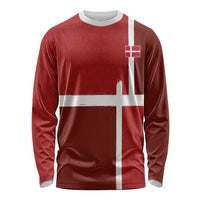Custom Denmark Football Long Sleeve Shirt Black Grunge Line and Rune Inspired Sporty Style