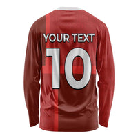 Custom Denmark Football Long Sleeve Shirt Black Grunge Line and Rune Inspired Sporty Style