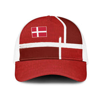 Denmark Football Mesh Trucker Cap Black Grunge Line and Rune Inspired Sporty Style