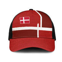 Denmark Football Mesh Trucker Cap Black Grunge Line and Rune Inspired Sporty Style