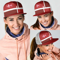 Denmark Football Mesh Trucker Cap Black Grunge Line and Rune Inspired Sporty Style