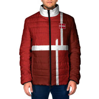Custom Denmark Football Padded Jacket Black Grunge Line and Rune Inspired Sporty Style