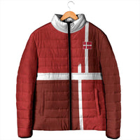 Custom Denmark Football Padded Jacket Black Grunge Line and Rune Inspired Sporty Style